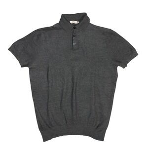 SUITSUPPLY Knit Polo Shirt Mens XL Grey Merino Wool Short Sleeve Luxury Casual